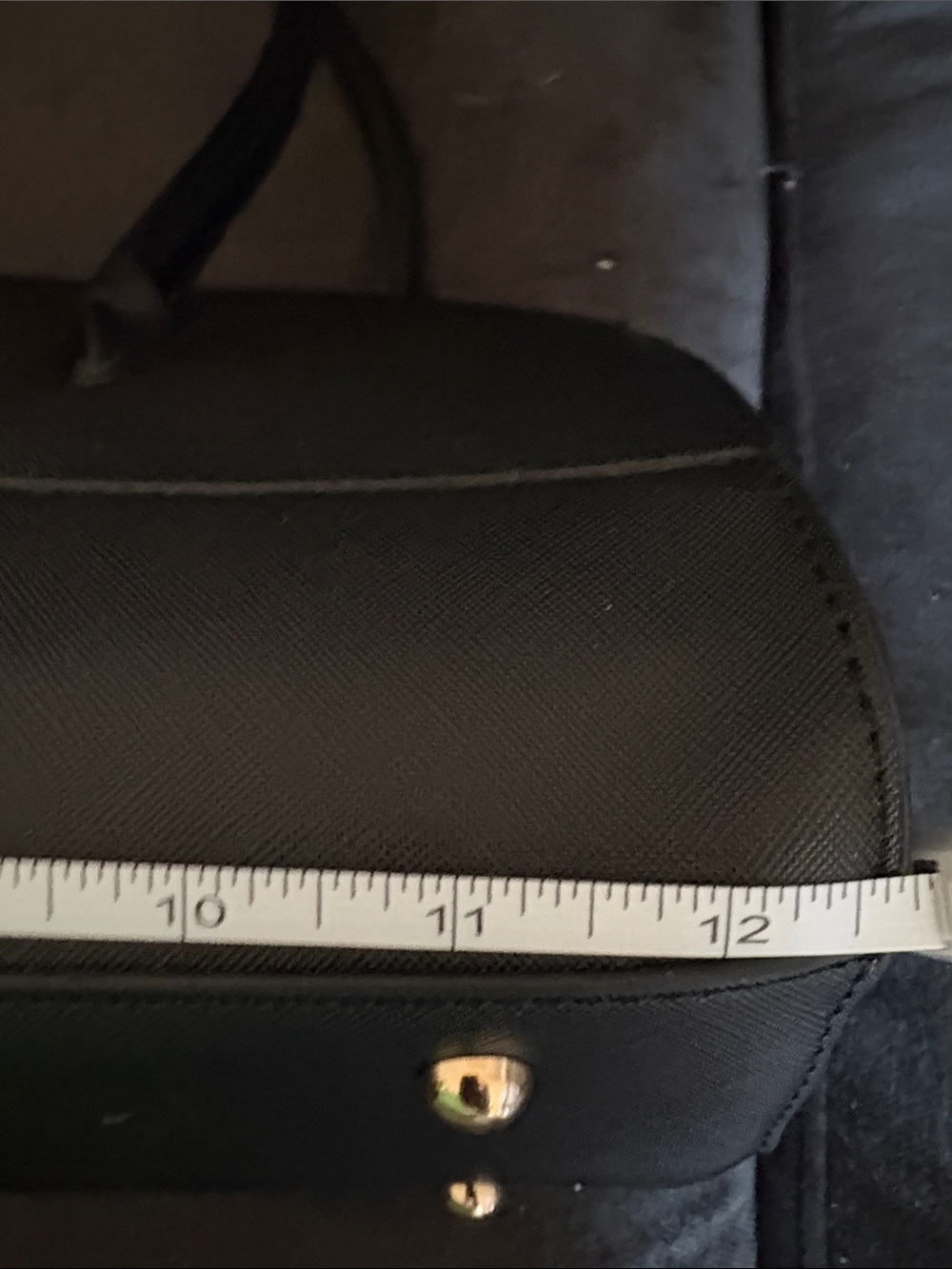 Trina Turk Black Leather Double-Handle Satchel with Gold Zip - Picture 9 of 10